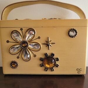 Vintage Enid Collins Mille Fleurs Jeweled Wood Box Bag | Signed60s 70s Mod Boho